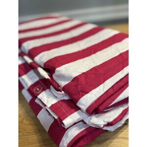 The Company Store Stripe Classic Cotton Percale Duvet Cover Pink Magenta Twin